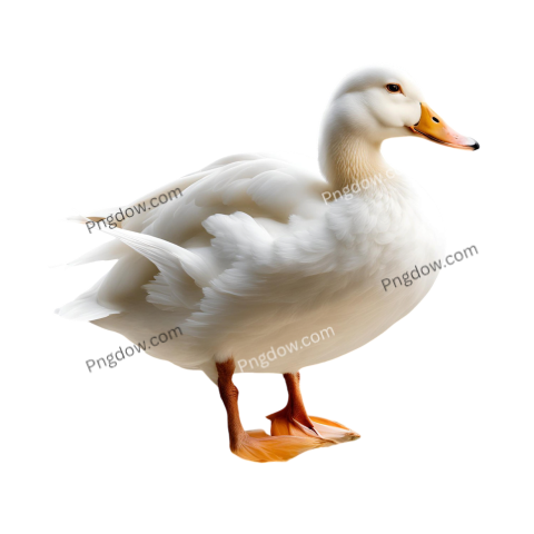 A white duck silhouette against a solid transparent background, showcasing its distinct features in a striking contrast