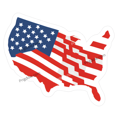 A map of the United States adorned with stars and stripes, designed by artist JimmyJimmy, showcasing national pride