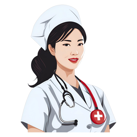 Nurse character with stethoscope, in SVG format