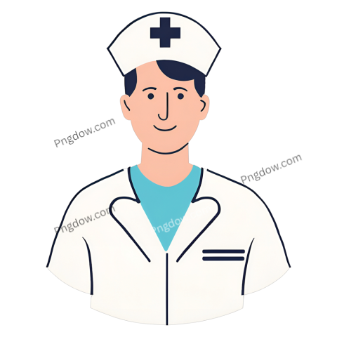 Cartoon male nurse with a cross on his chest, on transparent background