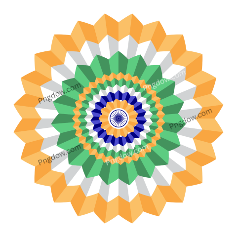 Colorful flower with blue center on transparent background, perfect for 15 August celebration