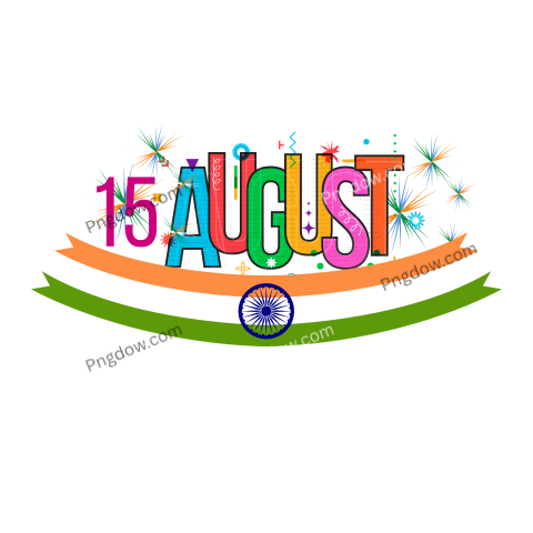 A PNG image featuring the words Happy Independence Day 15 August in the colors of the Indian flag