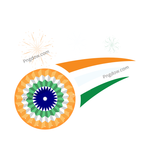 Indian flag with fireworks and a star, celebrating Independence Day on 15 August