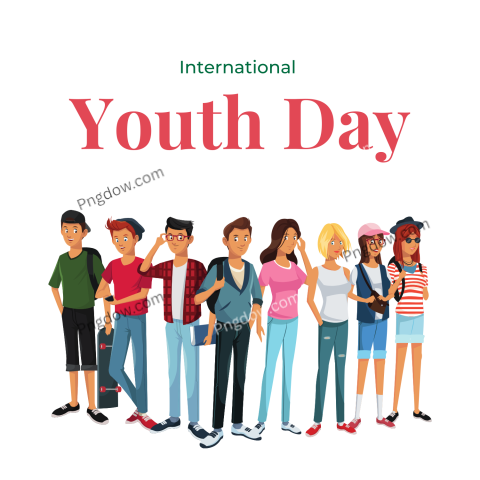 A vibrant graphic celebrating International Youth Day, featuring diverse young people united in joy and empowerment