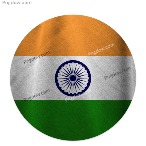 Circular representation of the Indian flag, featuring saffron, white, and green colors with a blue Ashoka Chakra in the center