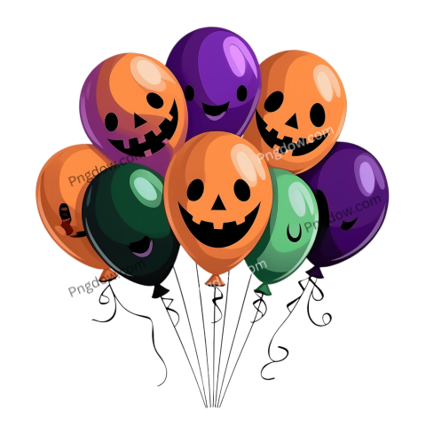 Floating Halloween Balloons Png for free