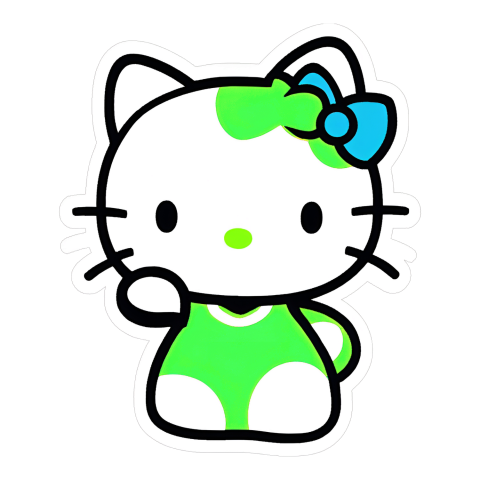 green hello kitty stickers