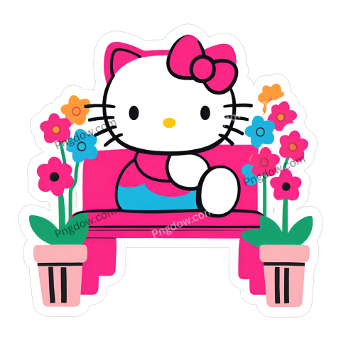 hello kitty flower chair stickers