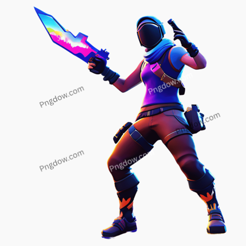 A collection of vibrant Fortnite skins displayed in PNG format, showcasing various character designs and styles