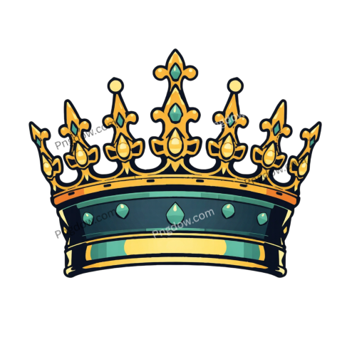 A golden crown displayed prominently against a transparent background, showcasing its intricate design and elegance