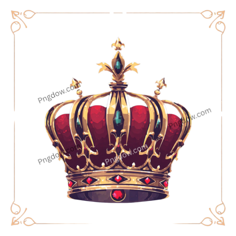 A crown adorned with red jewels, depicted in a sleek SVG and PNG format, showcasing elegance and royal charm