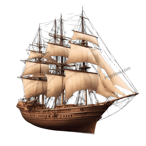 A 3D rendering of a tall ship on a transparent background