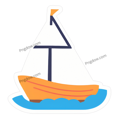 A sailboat sticker on the ocean, Ship PNG