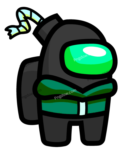 A cartoon character with a green helmet and backpack, among us png