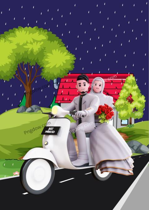Premium Vector | Wedding invitation card the bride and groom cute couple in traditional indian dress
